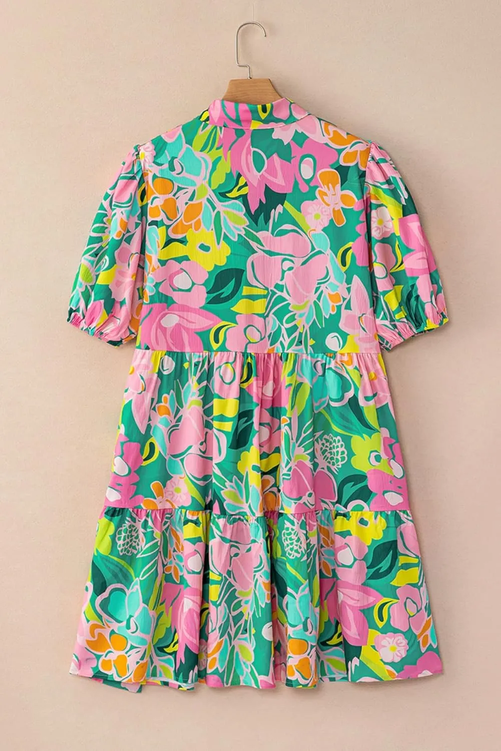 Apvirdy Women's Floral Puff Sleeve Loose Collar Buttoned Babydoll Dress 2025 Fshion Casual Loose Summer Dress