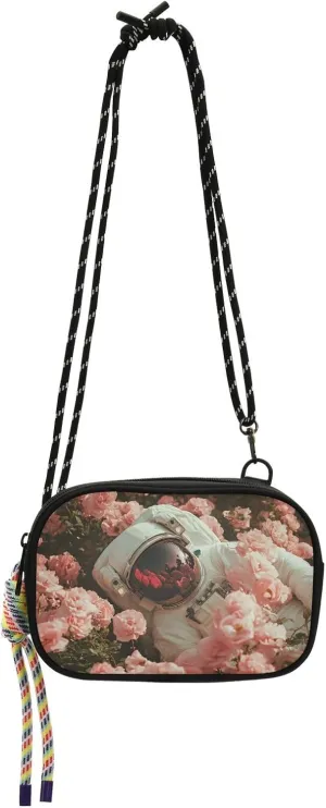 Astronaut Flowers Colorful Print Crossbody Handbags for Women Walking, Hiking Lightweight Shoulder Phone Purse