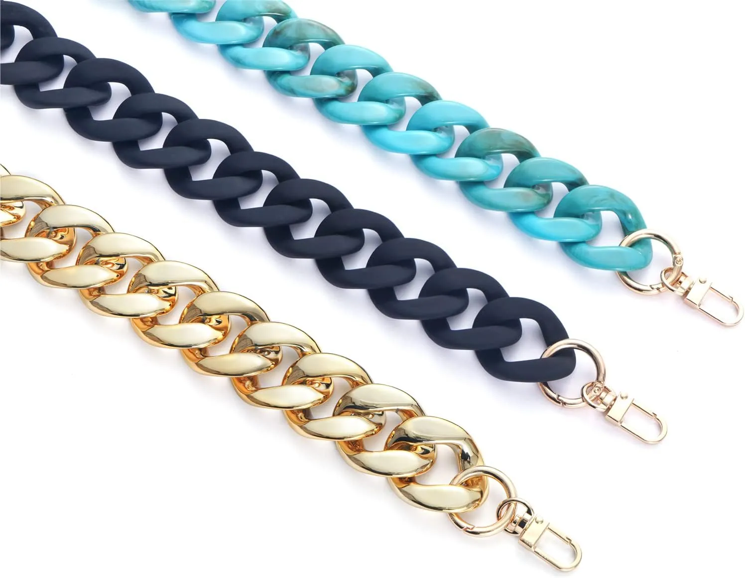 AUMEY Handbag Chain Straps Acrylic Purse Chain Strap Fashionable Replacement Purse Clutches Handles for Purse Handbags DIY Crafts, 15.7 inch of Each (03-Lake blue)