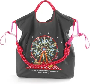 Ball&Chain Embroidery Ferris Wheel Nylon Tote Bag for Women, HandBags Large Capacity Casual Handbags for Mom Teacher Friend