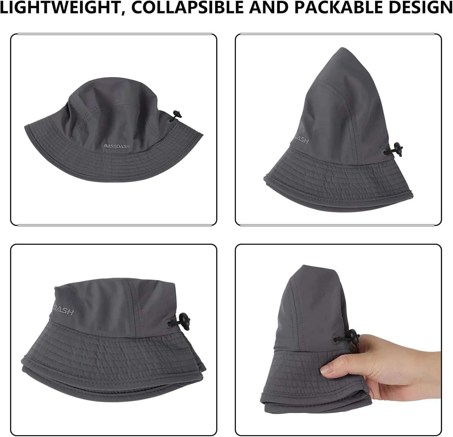 BASSDASH UPF50  Fishing Bucket Hat for Men Women Lightweight Water Resistant Packable Outdoor Summer Sun Hats FH13