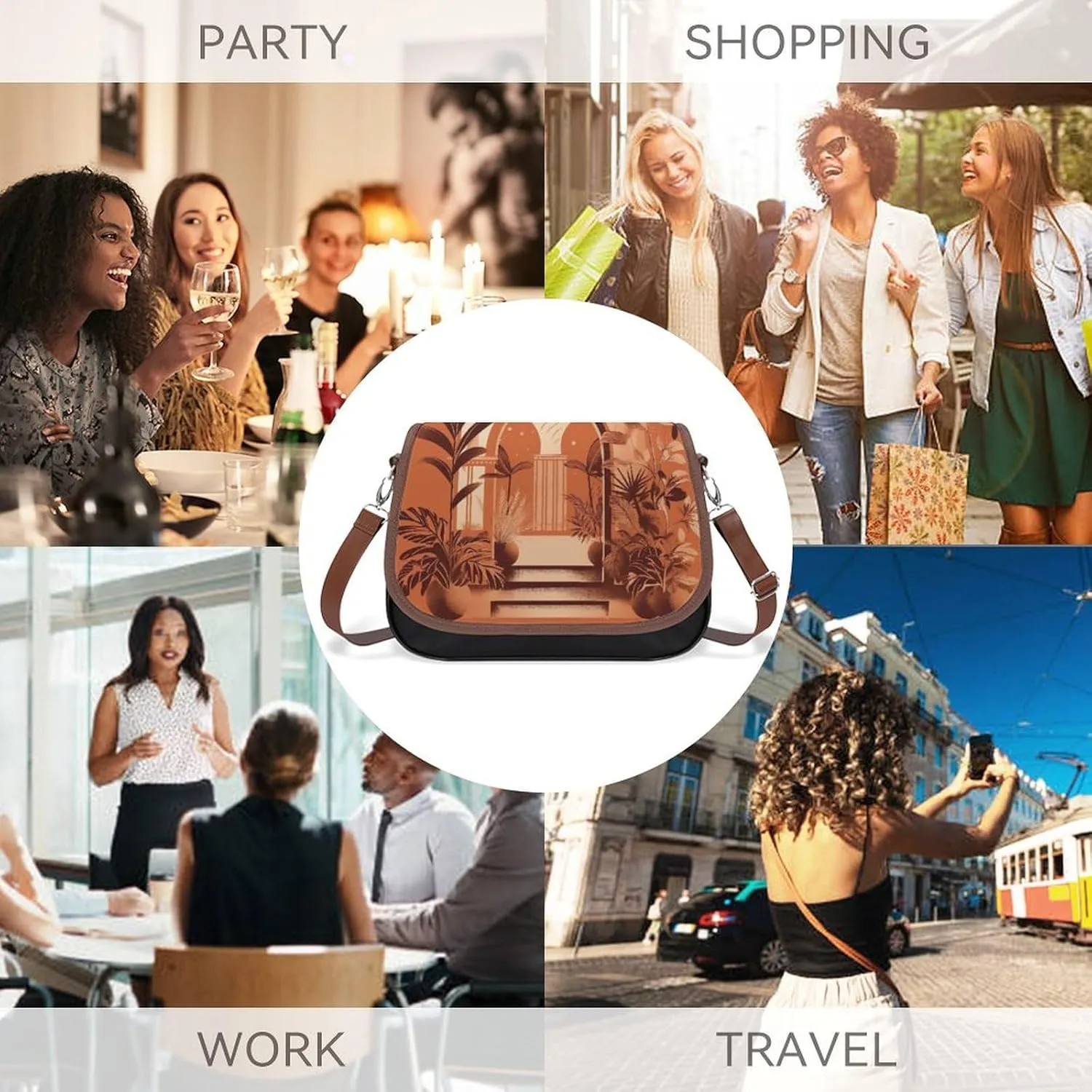 Beautiful Venice at Night Crossbody Bags for Women,PU Leather Tote Bag for Women,Shoulder Bag Purse for Work Shopping Travel