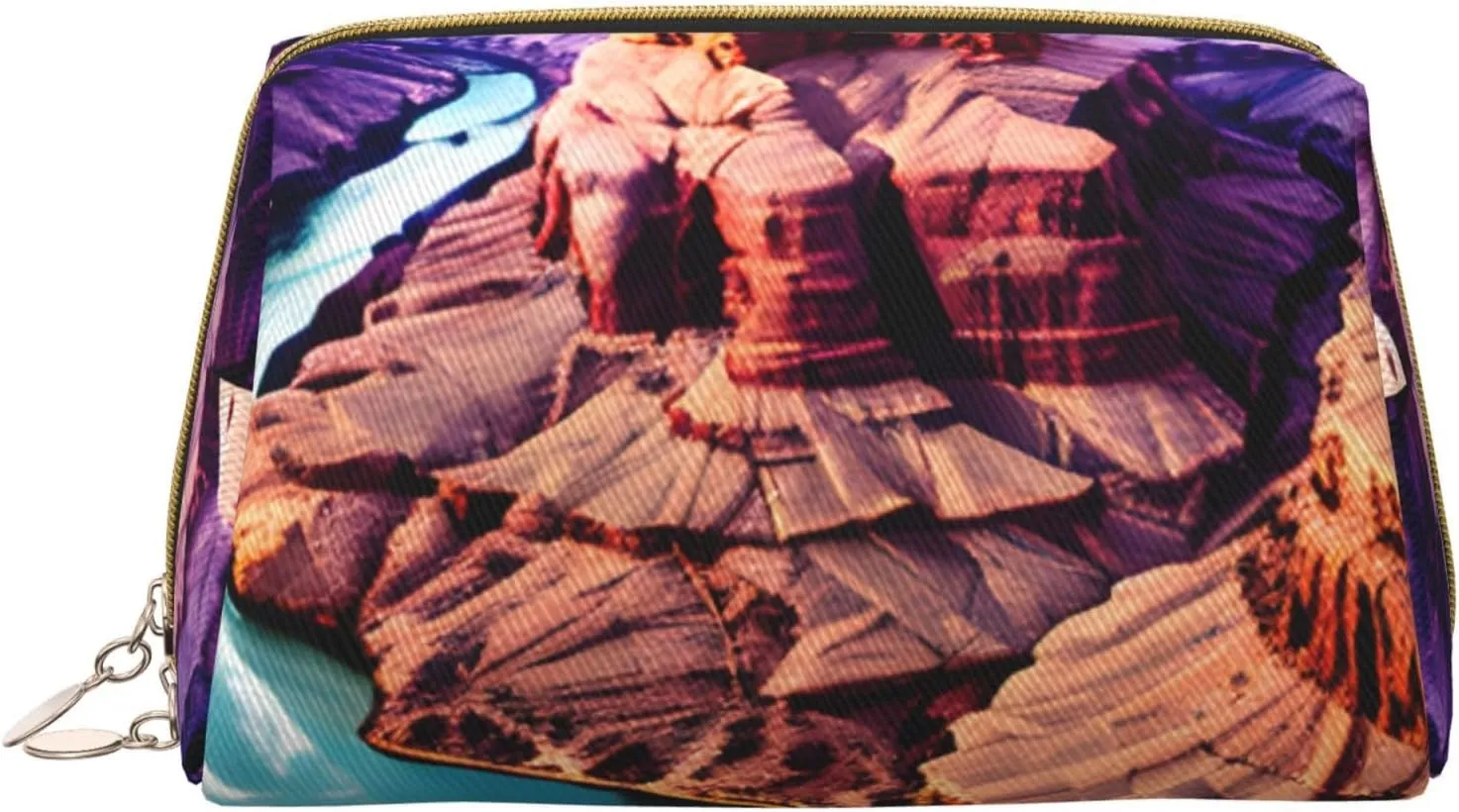 Beauty Grand Canyon Print Leather Makeup Bag Travel Cosmetic Bag Cute Vanity Case Toiletry Bag Skincare Pouch