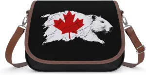 (Beavers) Canada Maple Flag Fashion Crossbody Bags for Women Lightweight Shoulder Handbags Travel Purse with Strap Custom Gifts