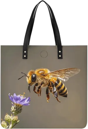 Bee Flying Tote Bag Durable Water-Resistant Handbags Lightweight Tote for Travel Work Book