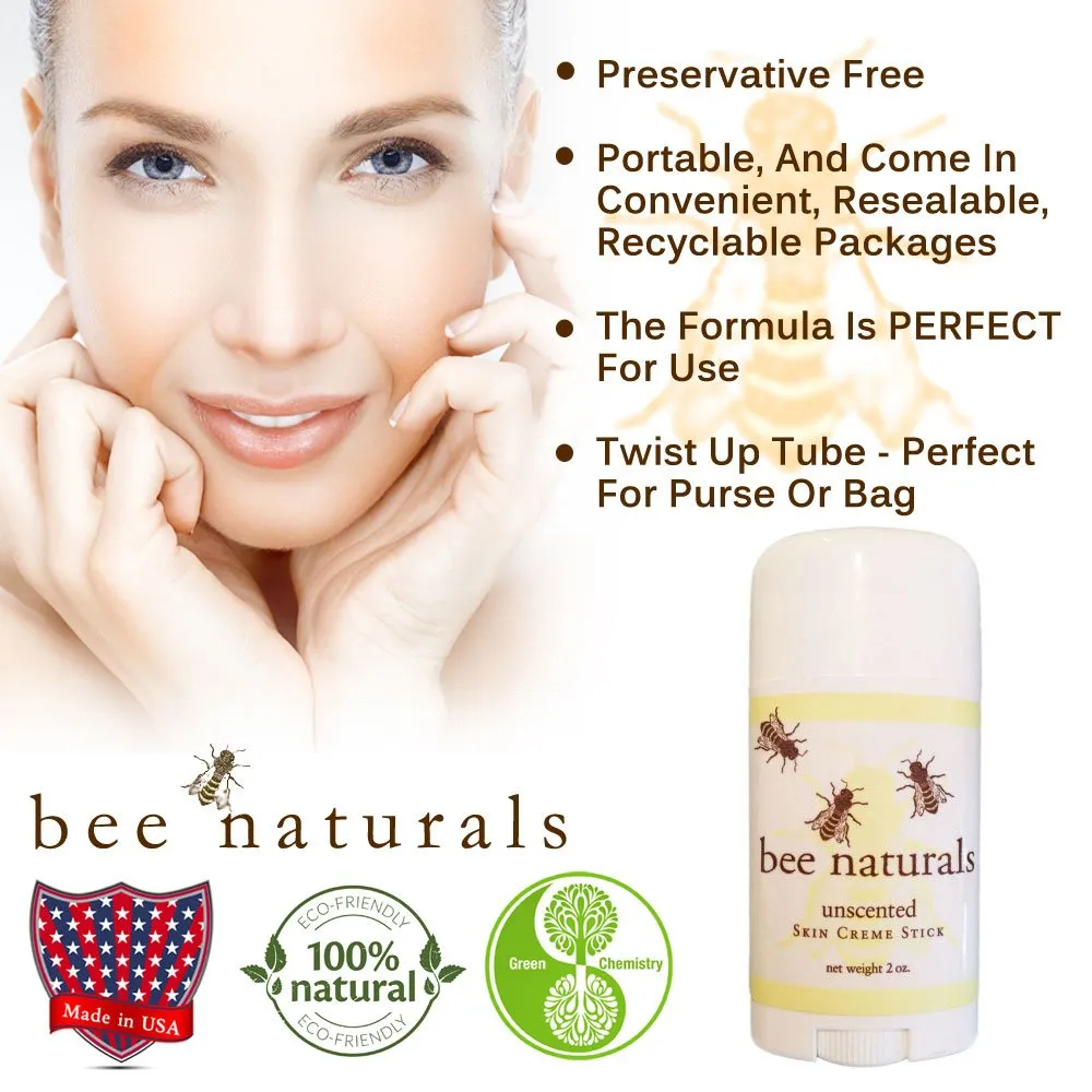 Bee Naturals Rosemary Skin Cream Stick – Portable Twist-Up Solid Lotion for Hydrating, Smoothing & Soothing Hands – Compact Travel-Friendly Tube for On-the-Go Moisturization