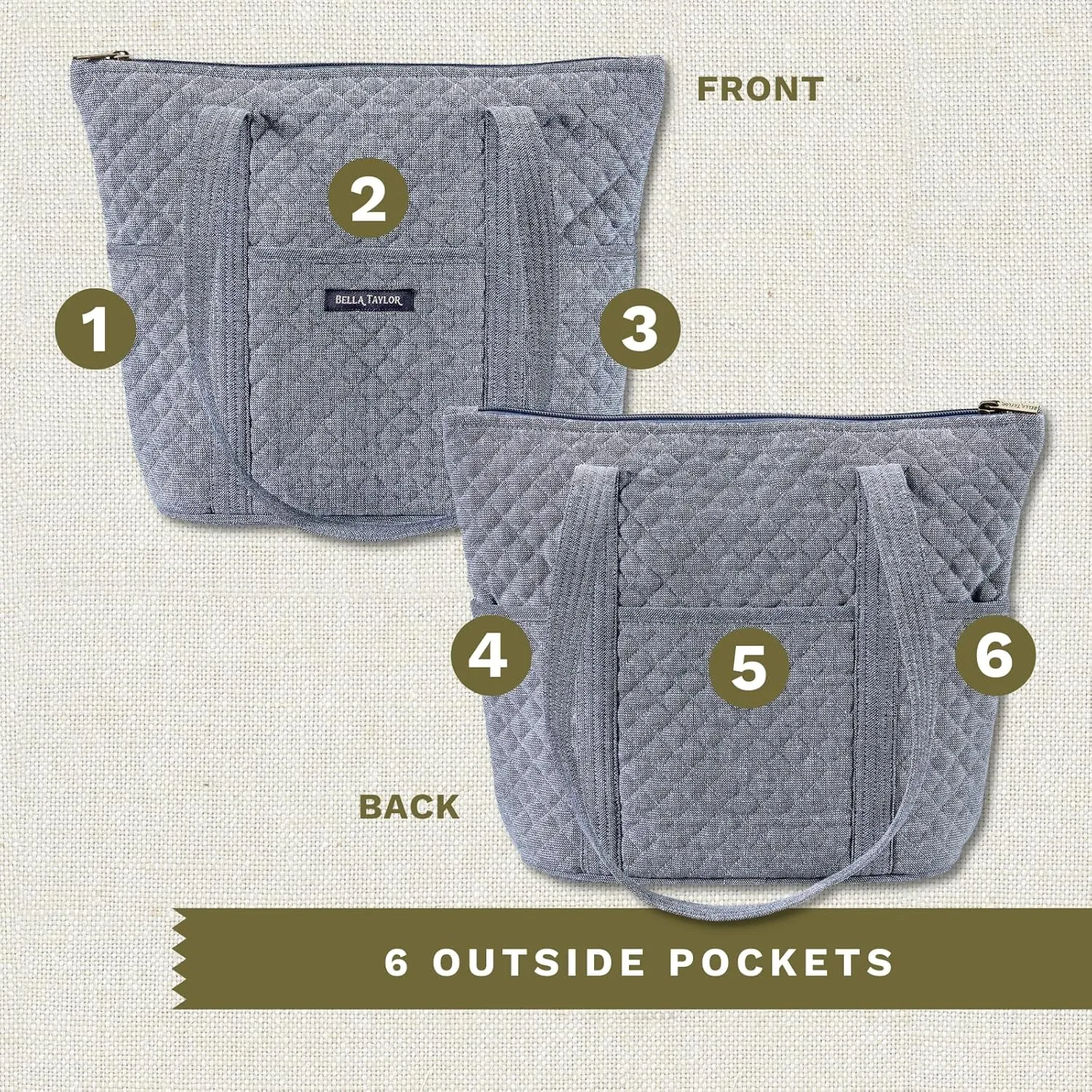 Bella Taylor Stride Tote | Lightweight Quilted Fabric Handbags for Women