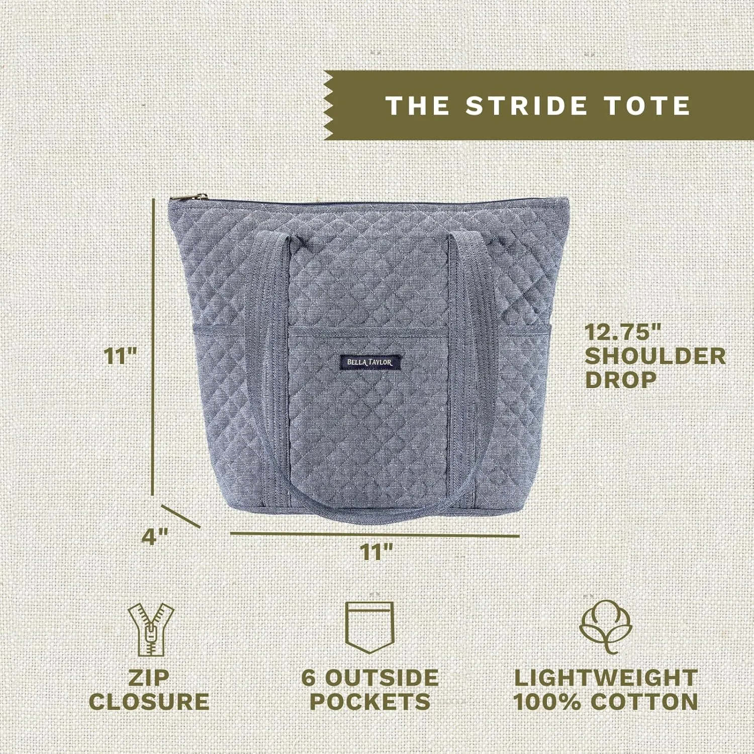 Bella Taylor Stride Tote | Lightweight Quilted Fabric Handbags for Women