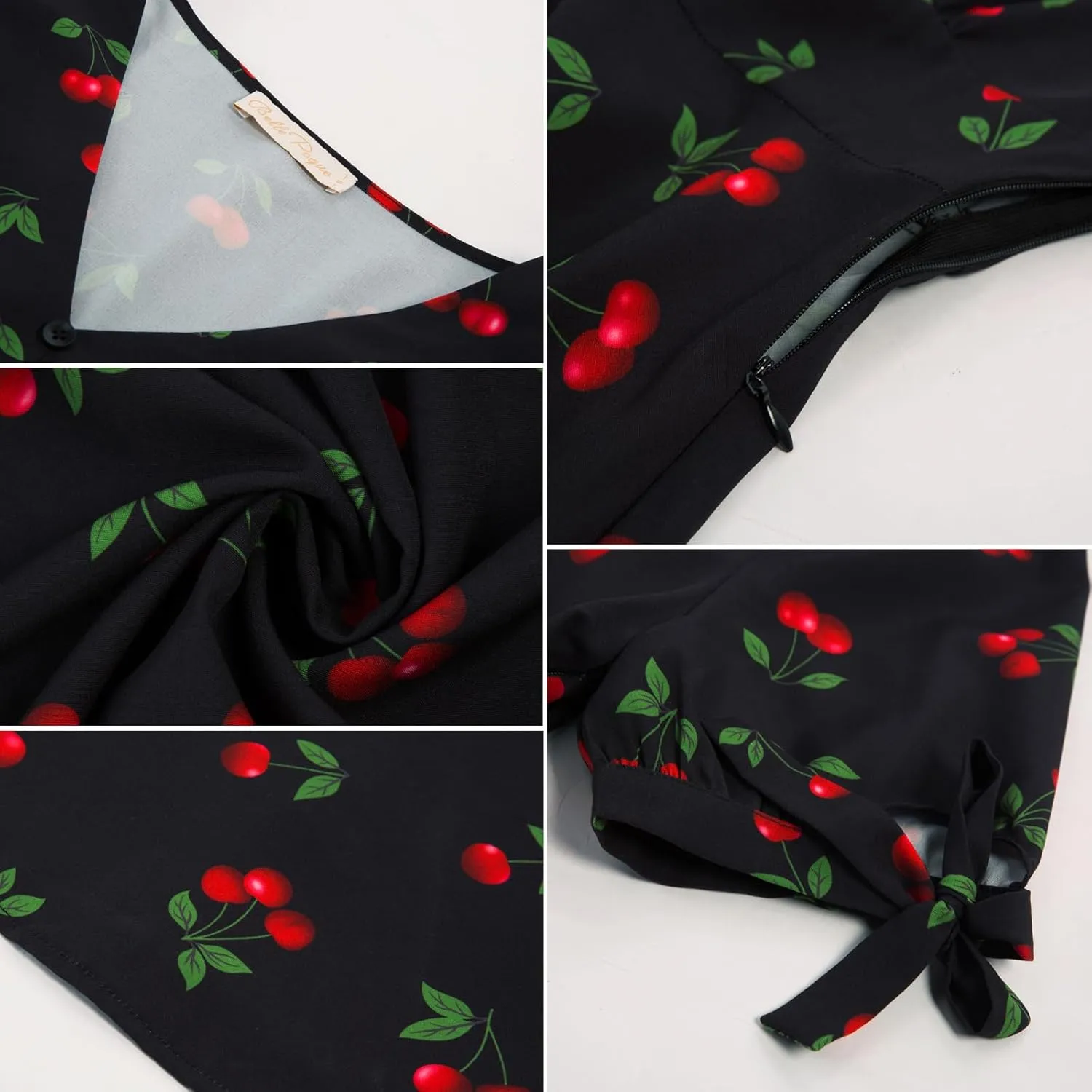 Belle Poque Women Vintage Dress V Neck Puff Sleeve Cocktail Dresses Vintage Tea Party Dresses