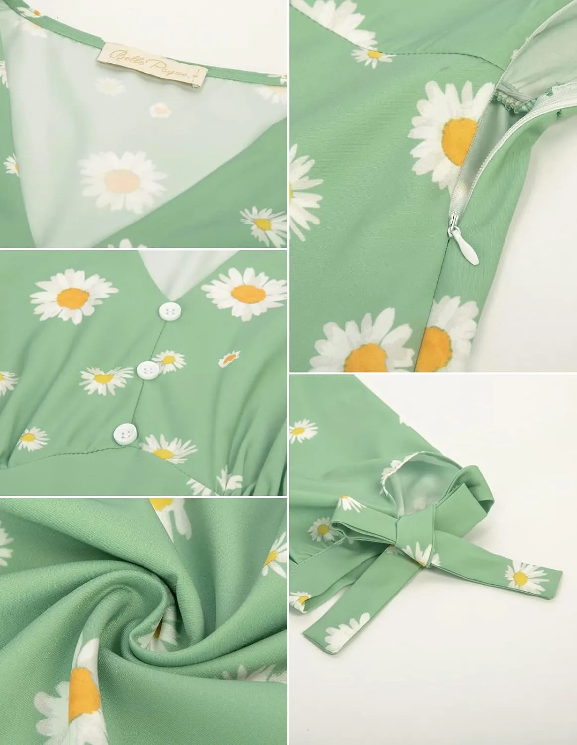 Belle Poque Women Vintage Dress V Neck Puff Sleeve Cocktail Dresses Vintage Tea Party Dresses