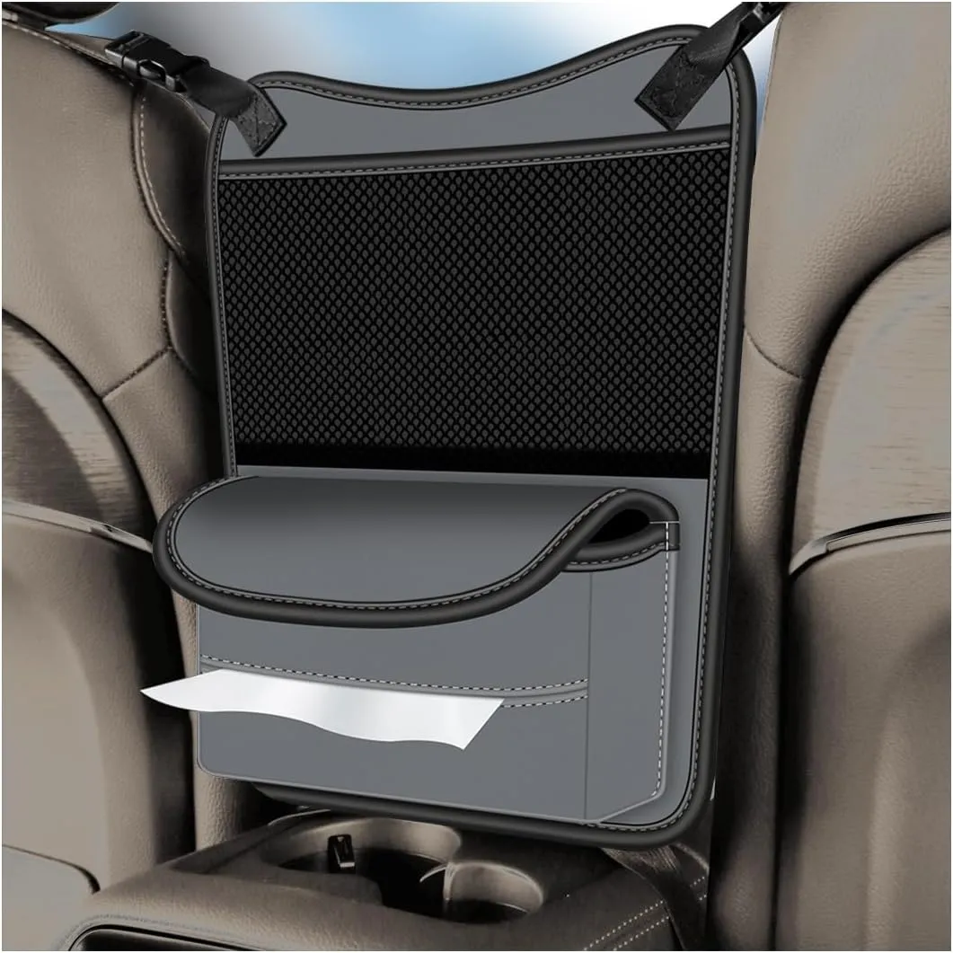 BESULEN Car Handbag Holder Between Seats, Dog Pet Kid Barrier Road Trip Essentials, Large Capacity Net Pocket Purse Holder Storage Bag, Hanging Multi-Pocket Automotive Consoles Organizer