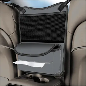 BESULEN Car Handbag Holder Between Seats, Dog Pet Kid Barrier Road Trip Essentials, Large Capacity Net Pocket Purse Holder Storage Bag, Hanging Multi-Pocket Automotive Consoles Organizer