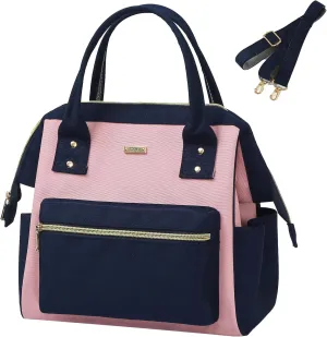 Bicolor Lunch Bag Lunch Box for Women Men Adult with Shoulder Strap Reusable Insulated Lunch Tote Bag Large Capacity Leakproof Cooler Lunch Containers for Work Picnic Camping Travel Handbags