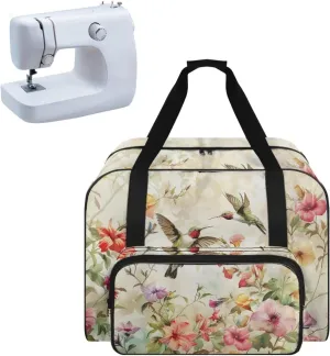 Bird Flowers Sewing Machine Tote Bag Two Way Zipper Household Sewing Machine Handbags Portable Sewing Machine Case for Outdoor Traveling Camping Use (Bag Only)
