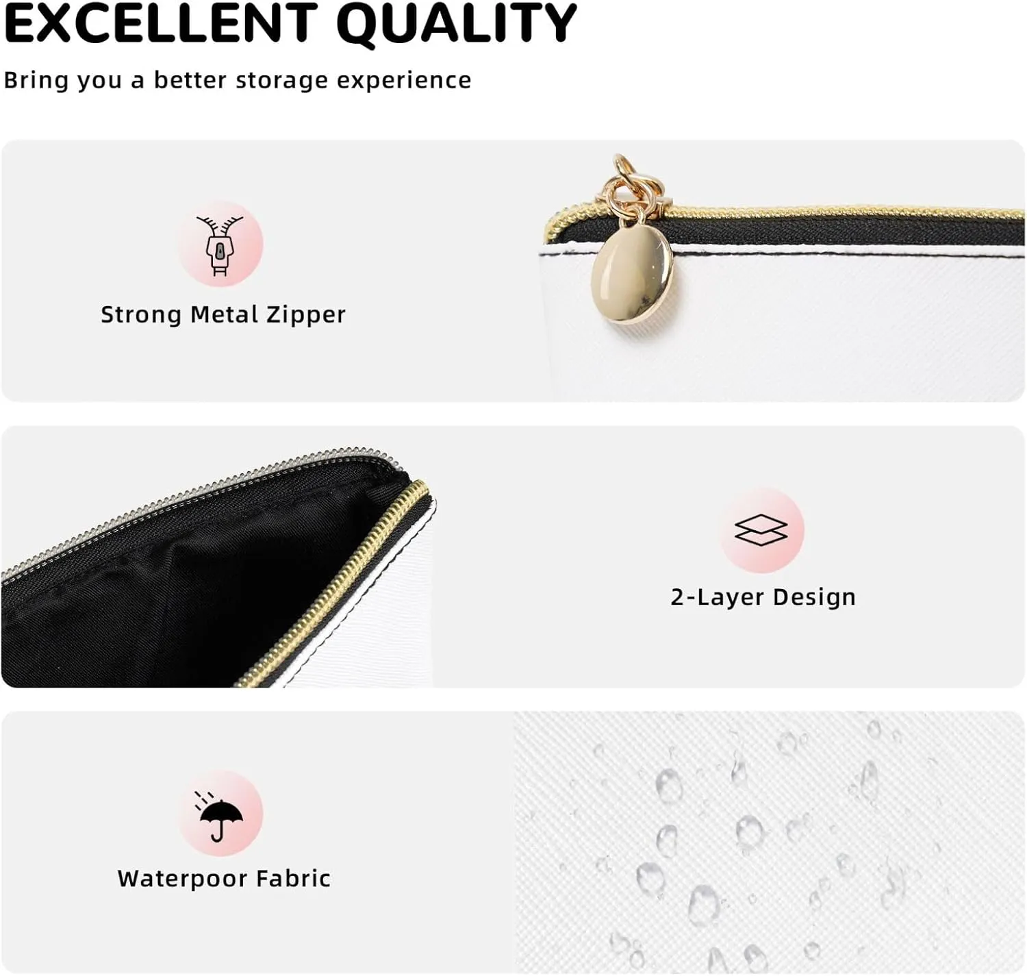 Black And White Cow Pattern Cosmetic Bag Travel Makeup Bag Organizer Toiletry Bag with Zipper Storage Pouch Coin Purse Brushes for Women Girls Gifts