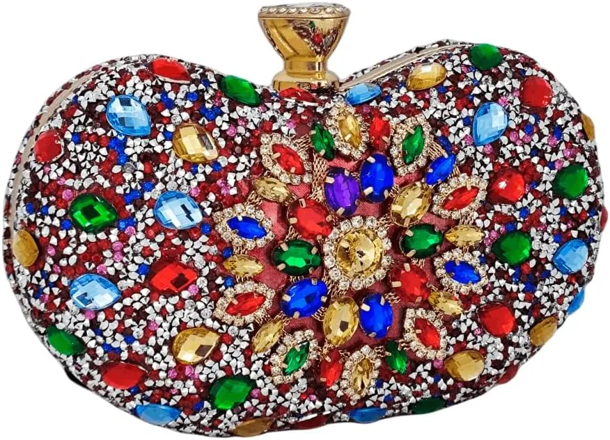 Black Clutch Purse For Women Evening Sparkly Bag Party Rhinestone Floral Handbags Bride Wallet