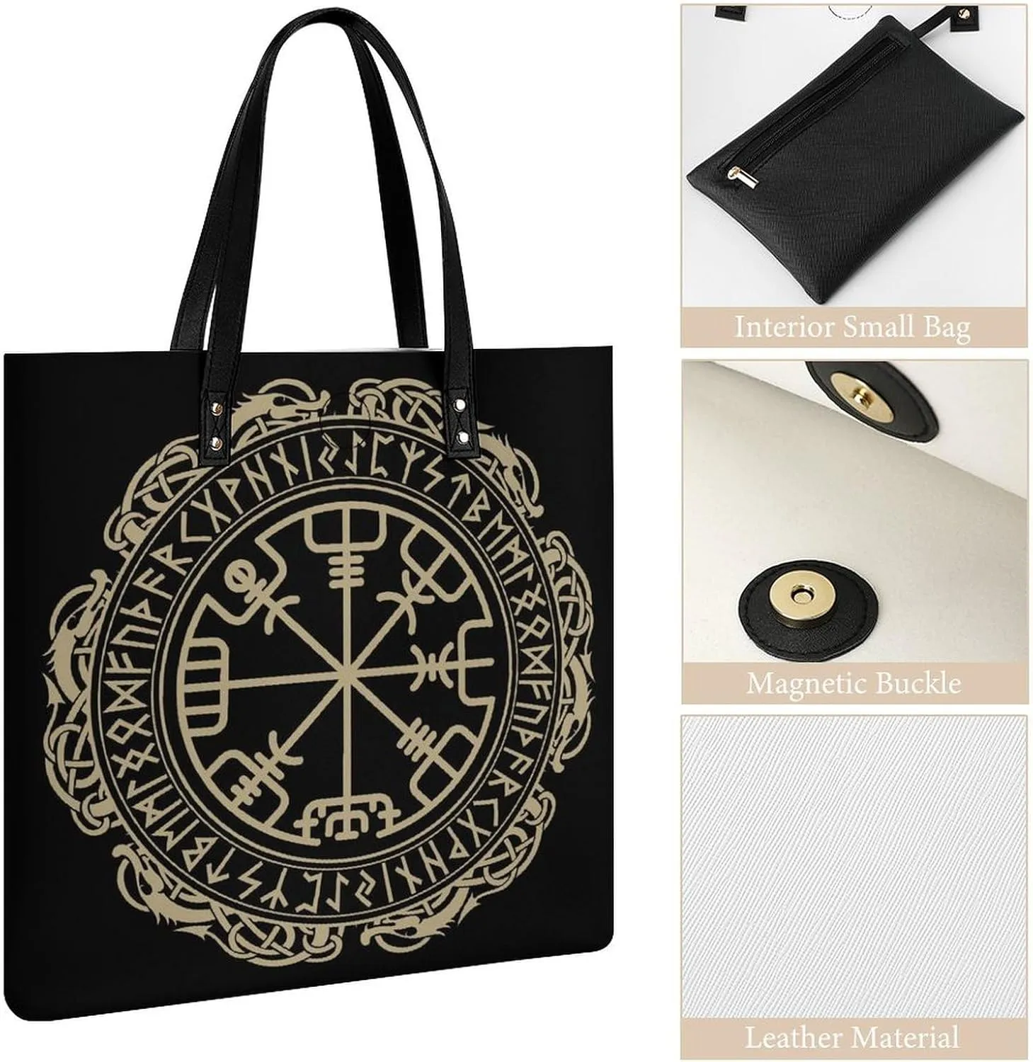 Black White Milk Cow Spots Print Pattern Leather Handbag with Large Space, Fashionable Handbag