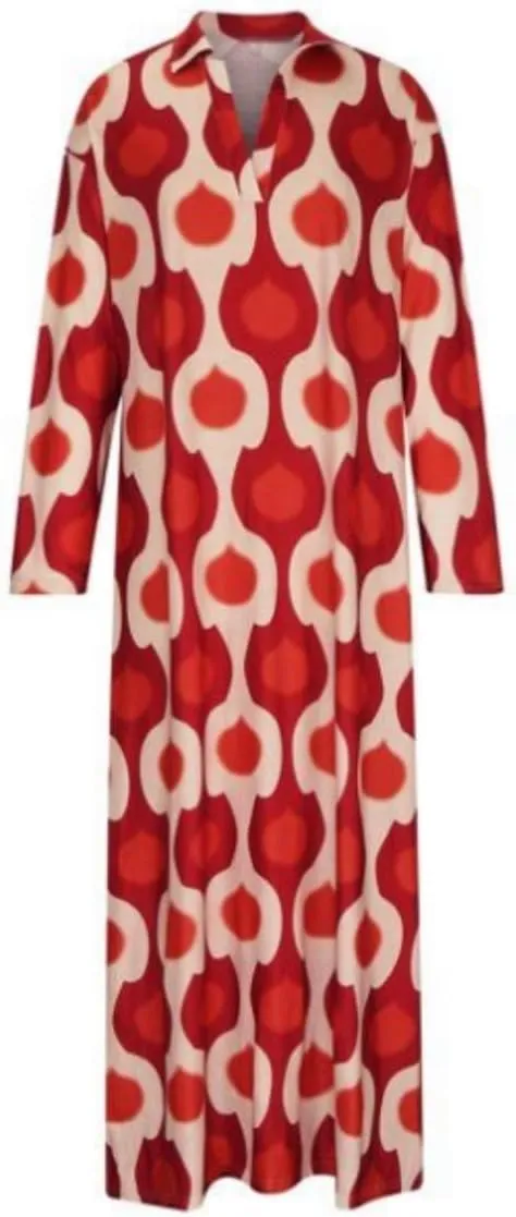 Boho Maxi Dress for Womens Vintage Print Crewneck Long Sleeve Pleated Vacation Dress Flowy Baggy Long Dresses