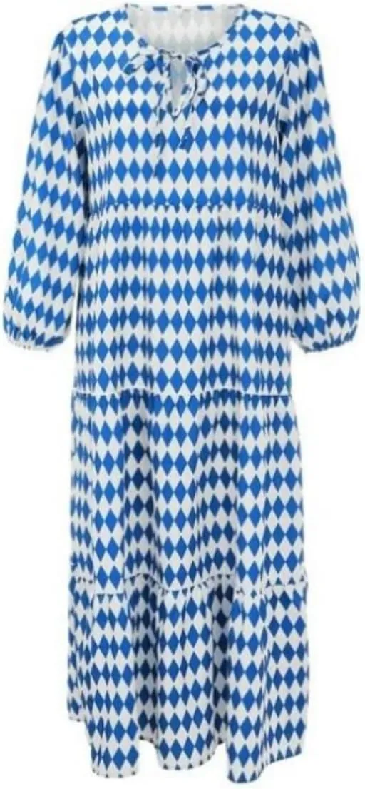 Boho Maxi Dress for Womens Vintage Print Crewneck Long Sleeve Pleated Vacation Dress Flowy Baggy Long Dresses