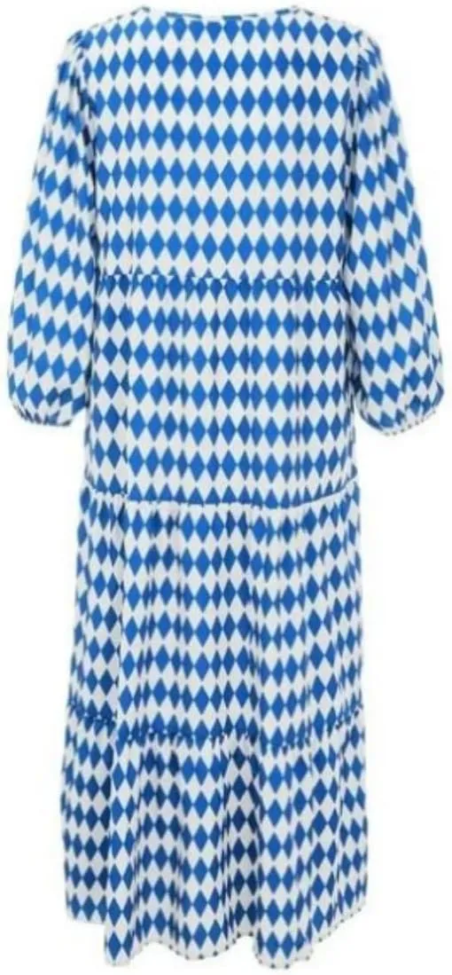 Boho Maxi Dress for Womens Vintage Print Crewneck Long Sleeve Pleated Vacation Dress Flowy Baggy Long Dresses