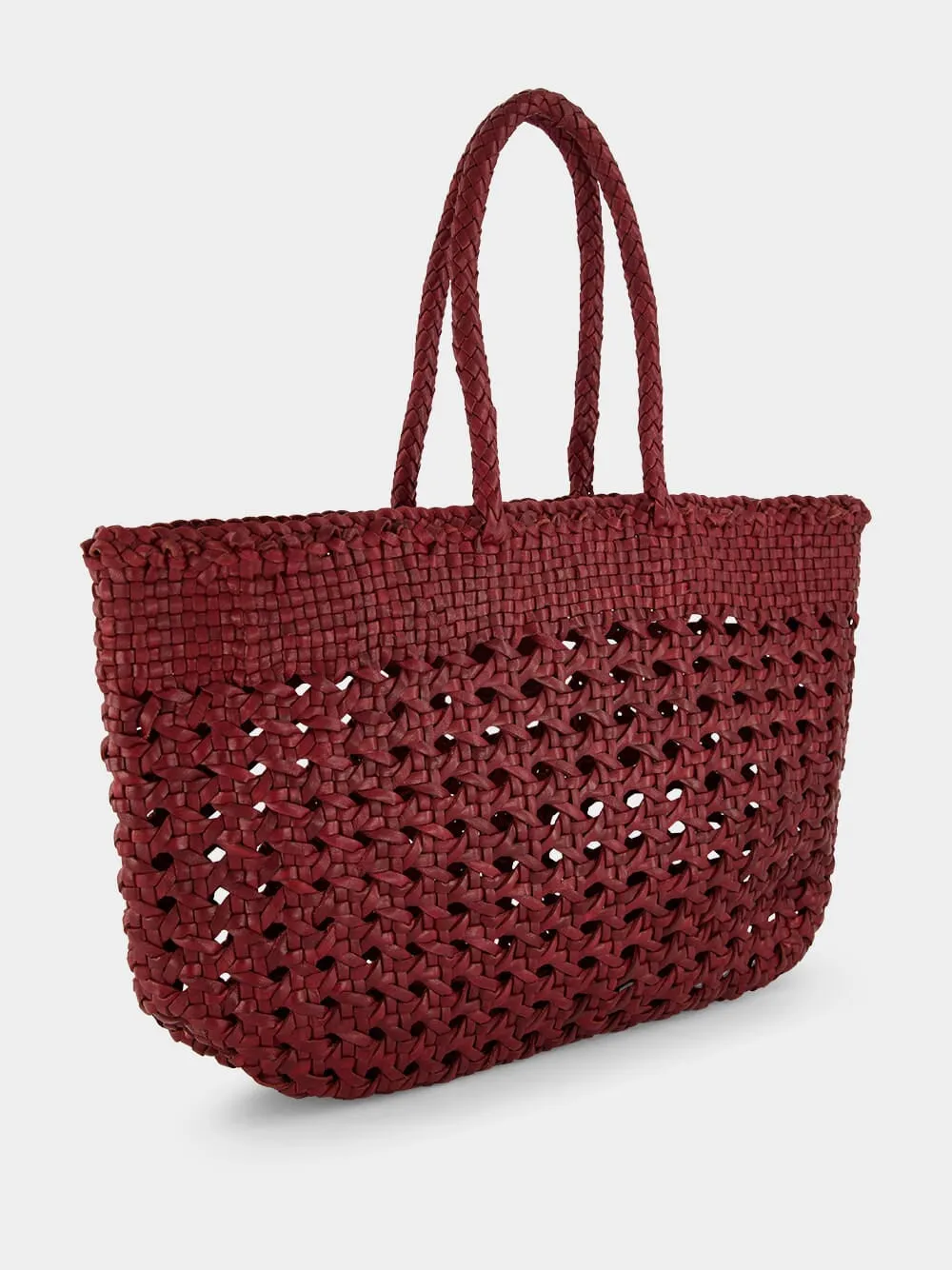 Bordeaux Cannage Kanpur Handwoven Leather Tote
