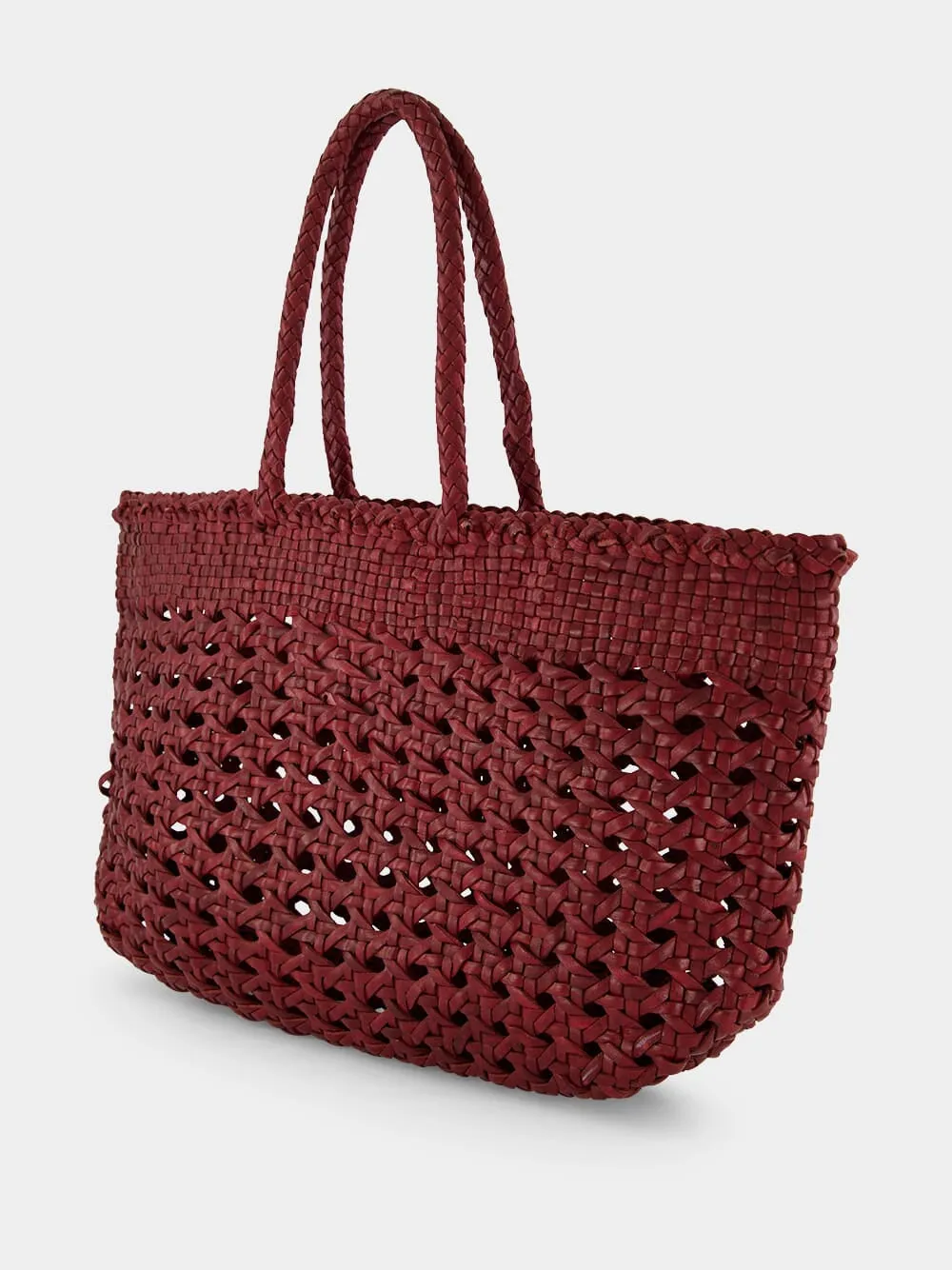 Bordeaux Cannage Kanpur Handwoven Leather Tote