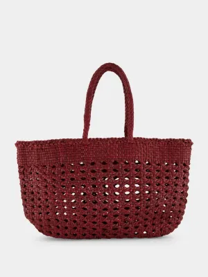 Bordeaux Cannage Kanpur Handwoven Leather Tote
