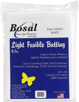 Bosal Single Side Fusibl Batt 45" x36 Batting, White
