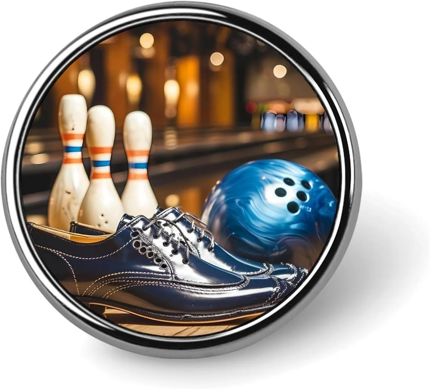 Bowling Shoe Print Round Lapel Pin Personalized Brooch Pin Badge Jewelry for Shirt Jacket Hat Decor