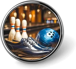 Bowling Shoe Print Round Lapel Pin Personalized Brooch Pin Badge Jewelry for Shirt Jacket Hat Decor
