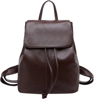 BOYATU Leather Backpack Purse for Women: Ladies Travel Fashion Back Pack - Genuine Leather Bag Casual Handbags for Work (Coffee Brown)