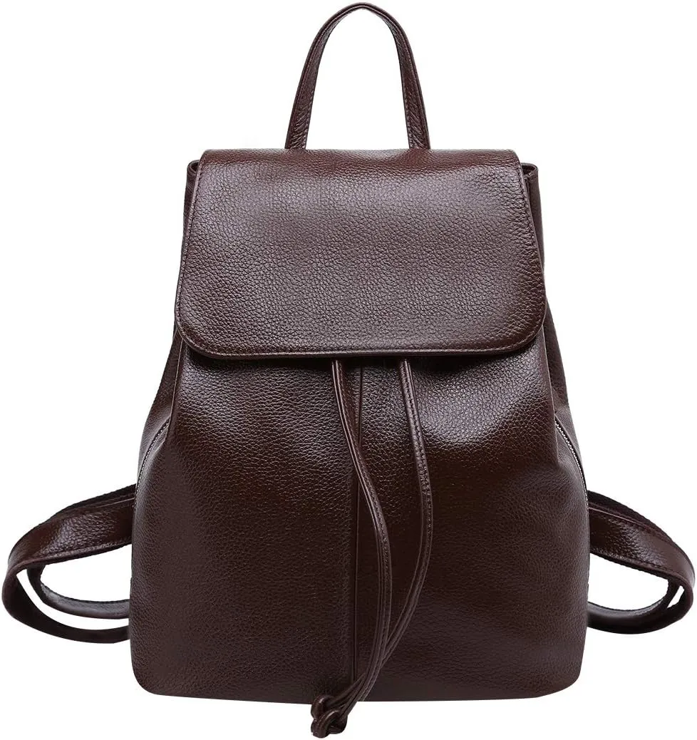 BOYATU Leather Backpack Purse for Women: Ladies Travel Fashion Back Pack - Genuine Leather Bag Casual Handbags for Work (Coffee Brown)