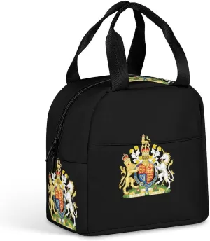 British Royal Coat of Arms England Queen Insulated Meal Tote Bag Portable Lunch Box Container Food Handbags for Men Women