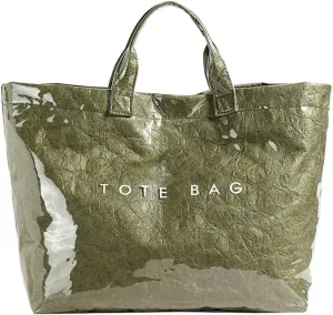 Caistre Women's PVC Tote Handbags Shoulder Bag Winter Fall Fashion Kraft Paper Tote Bag Y2K Large Shopping Bag
