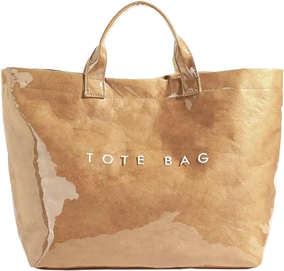 Caistre Women's PVC Tote Handbags Shoulder Bag Winter Fall Fashion Kraft Paper Tote Bag Y2K Large Shopping Bag