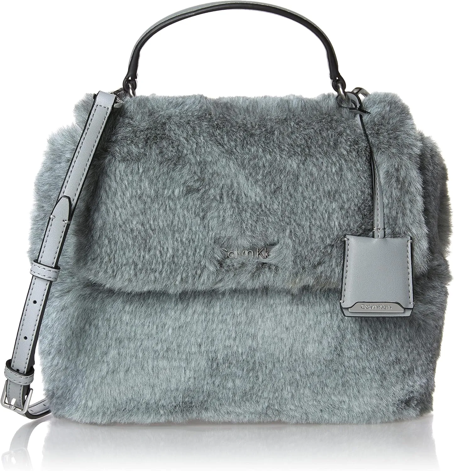 Calvin Klein Leilani Micro Pebble Top Handle Crossbody, Dark Gray Mix