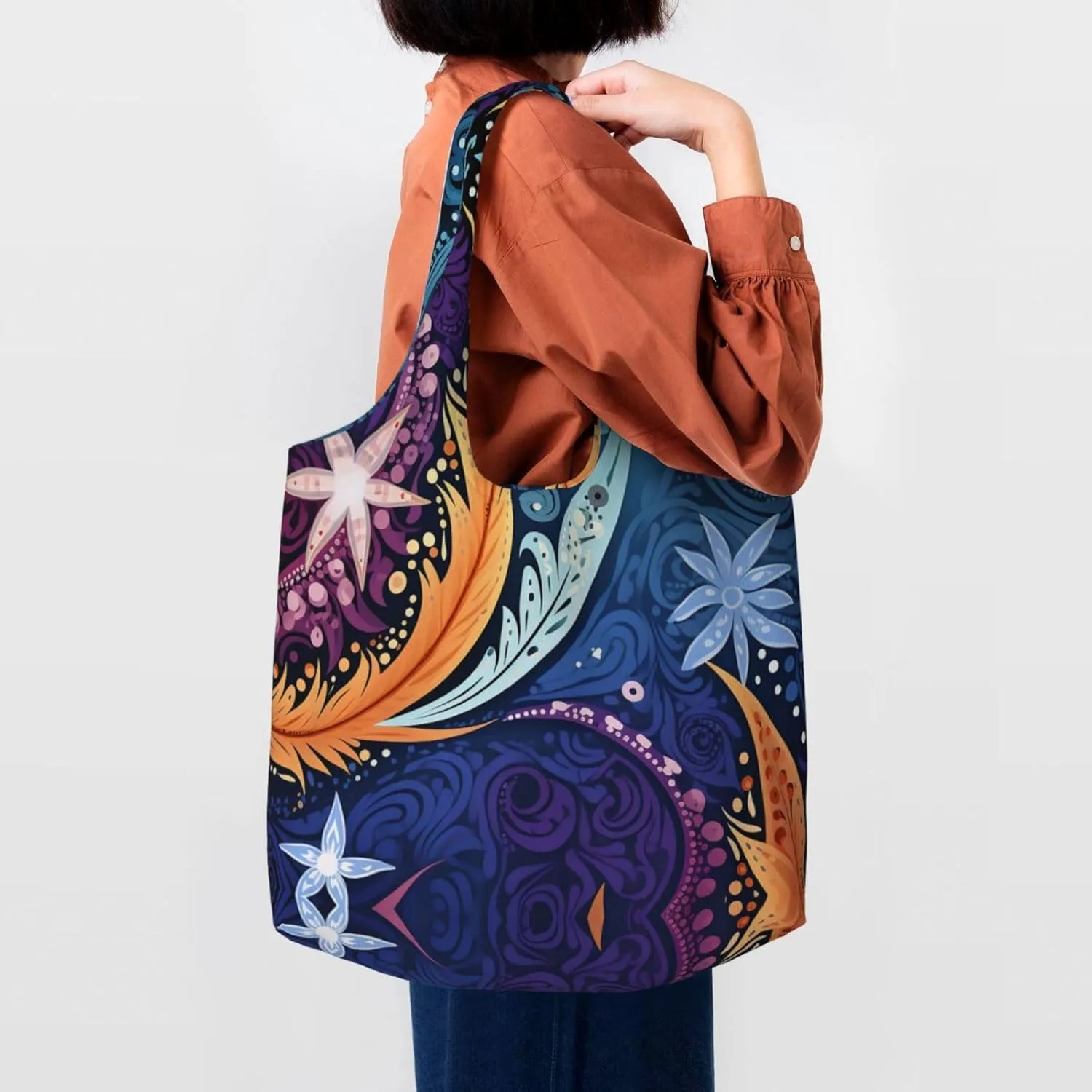 Canvas Tote Bag Lightweight Reusable Grocery Shopping Bag Big Eyed Dog Handbag for Women Men