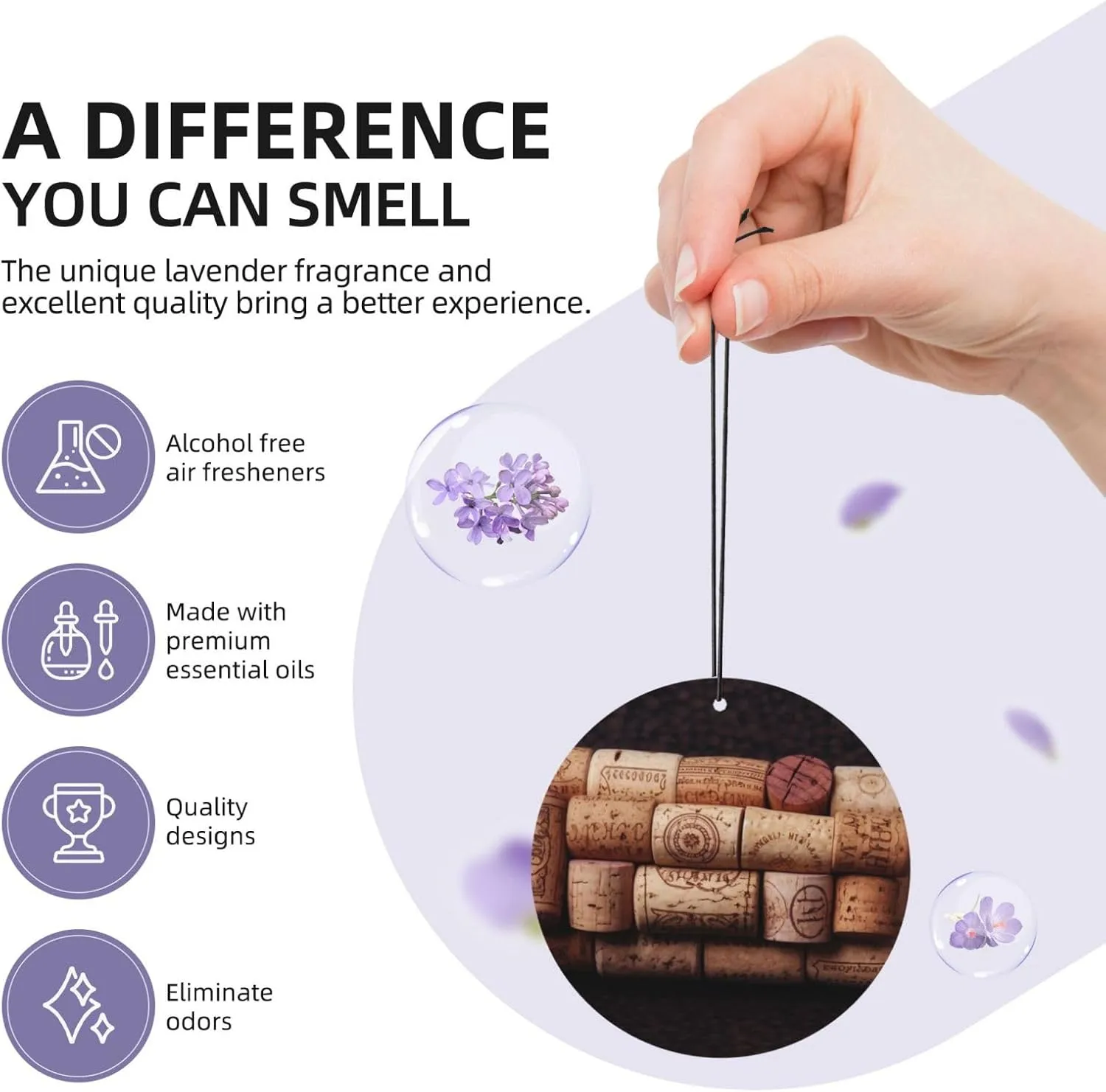 Car Air Freshener 2 Pcs Air Freshener for Car Aromatherapy Tablets Wine Cork Hanging Fragrance Scented Cards Funny Scented Hanging Sheet for Bedroom Wardrobe Shoe Cabinet