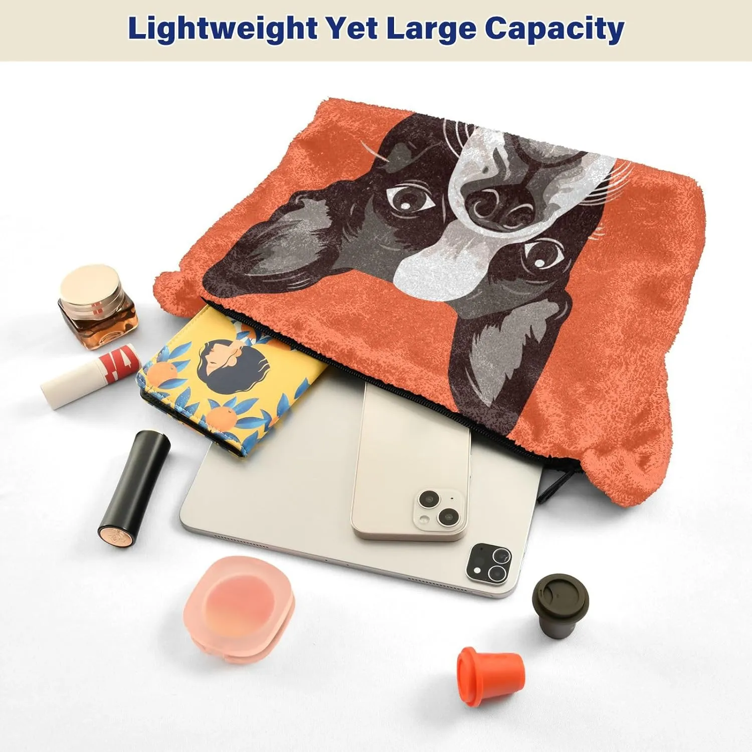 Cartoon Probe Black and White Bulldog Women Shoulder Bag Tote, Plush Tote Bag Women, Womens Outdoor Bag