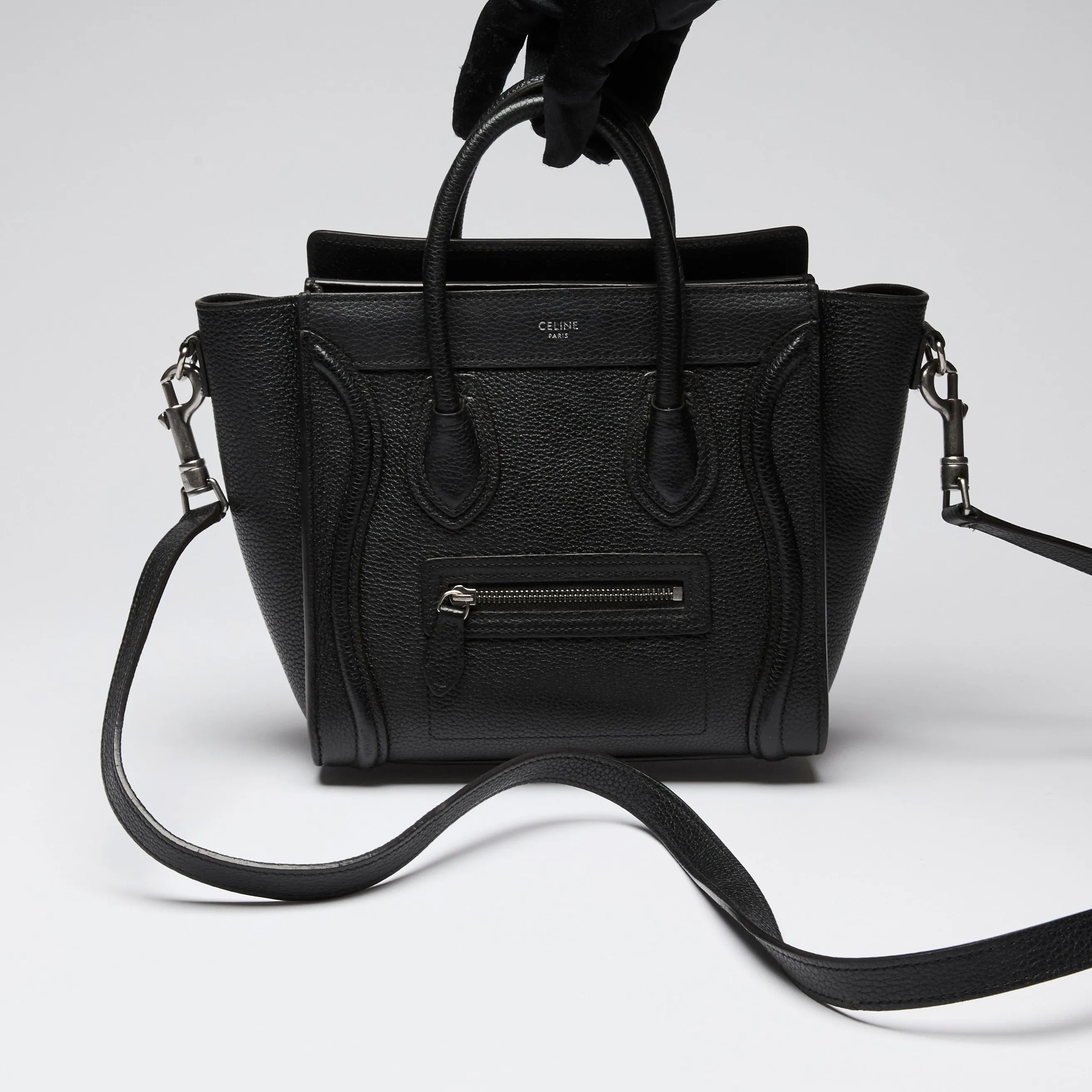 Celine Black Leather Luggage Tote