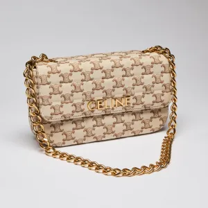 Celine Monogram Fabric Flap Chain Bag