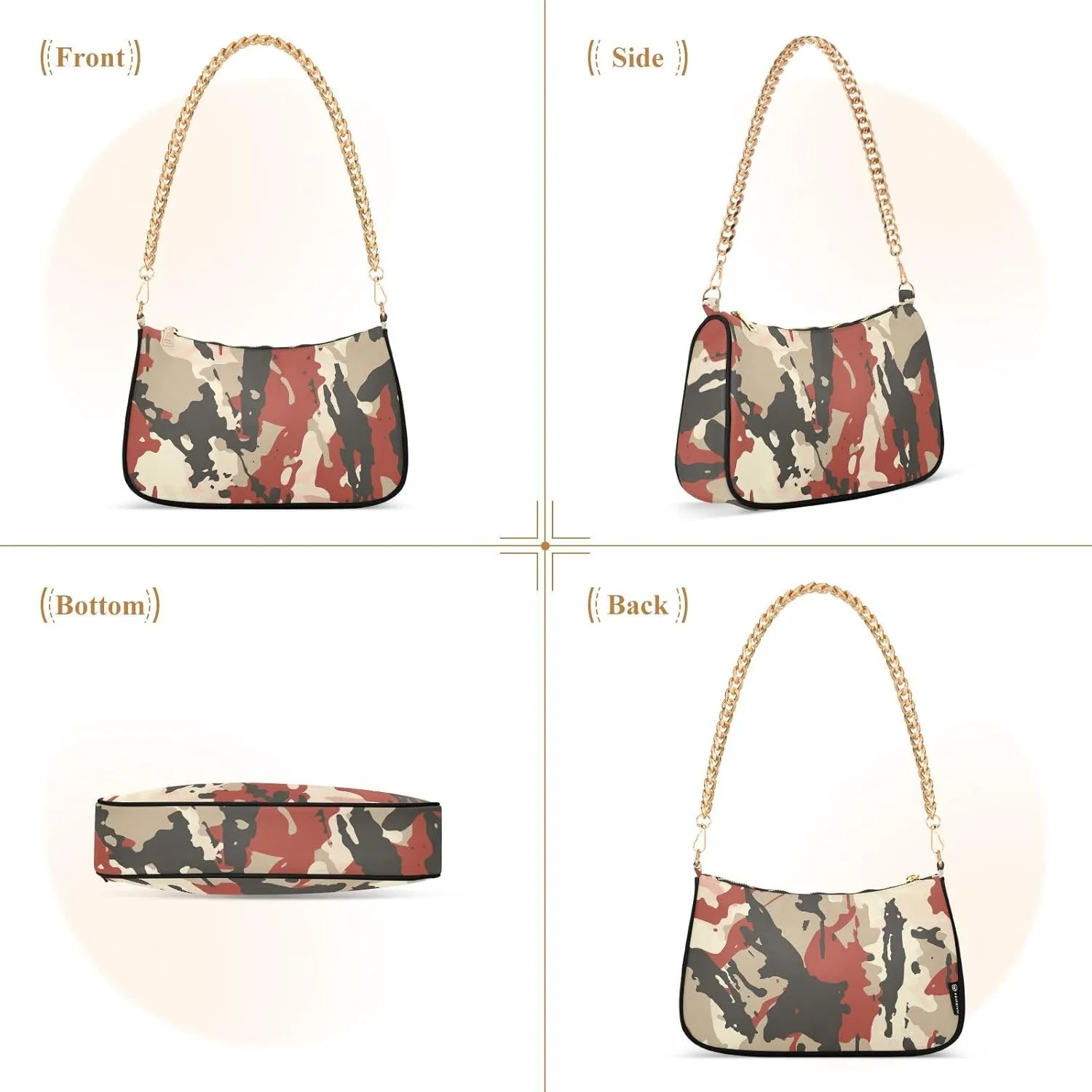 Chain Shoulder Purse Bag with Zipper Pocket for Women Mini Small Hobo Tote Clutch Handbags with Gold Chain Strap