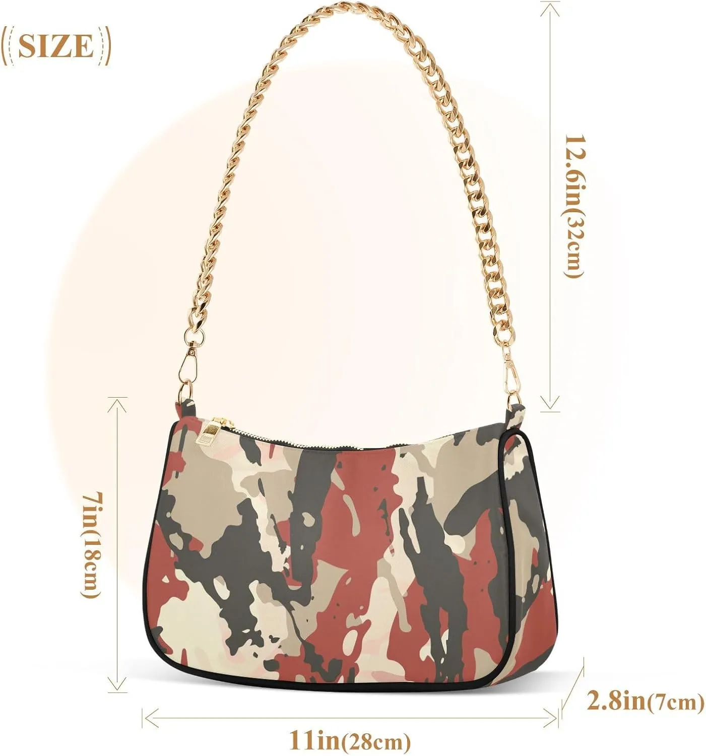 Chain Shoulder Purse Bag with Zipper Pocket for Women Mini Small Hobo Tote Clutch Handbags with Gold Chain Strap