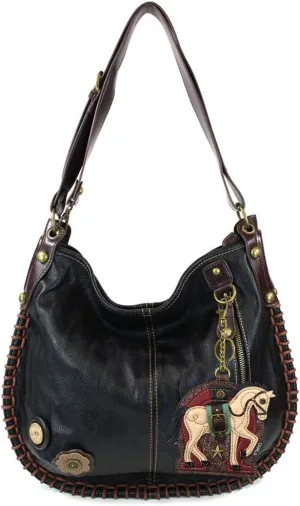 CHALA Handbags Charming Crossbody or Shoulder Convertible Large Chala Purse - BLACK