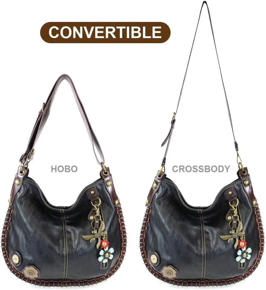 CHALA Handbags Charming Crossbody or Shoulder Convertible Large Chala Purse - BLACK