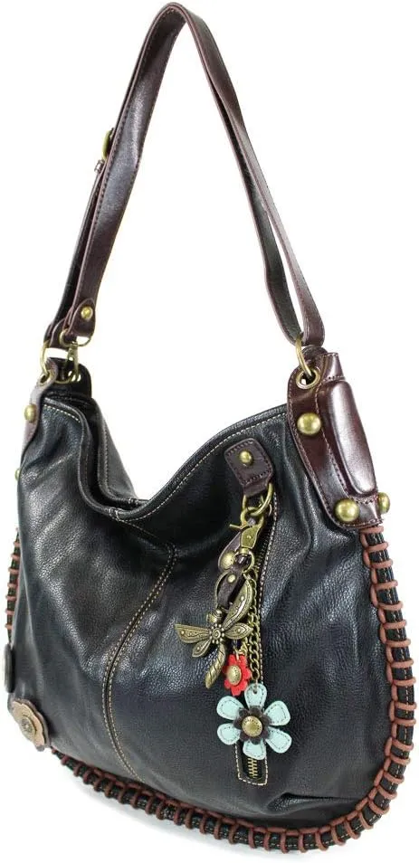 CHALA Handbags Charming Crossbody or Shoulder Convertible Large Chala Purse - BLACK