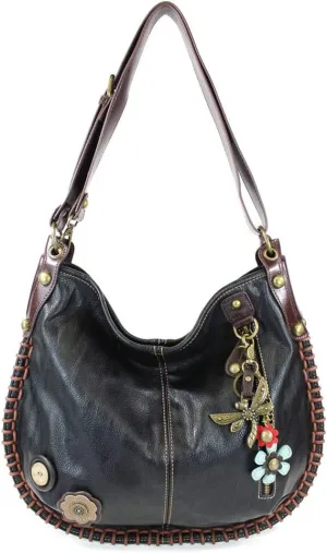 CHALA Handbags Charming Crossbody or Shoulder Convertible Large Chala Purse - BLACK