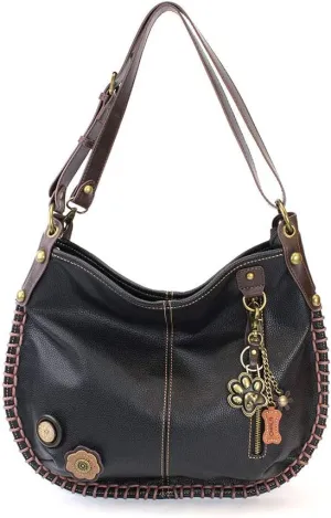 CHALA Handbags Charming Crossbody or Shoulder Convertible Large Chala Purse - BLACK