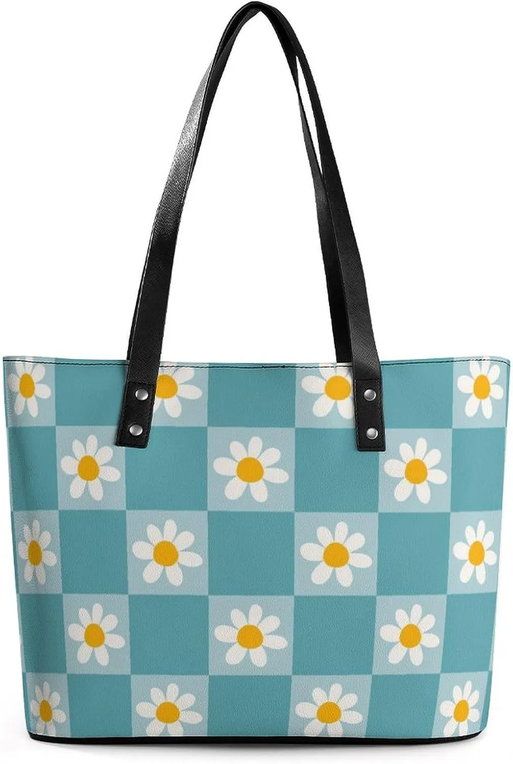Chamomile Flower Blue Hobo Handbags With Zipper Large Capacity Satchel Tote Bag Shoulder Bag