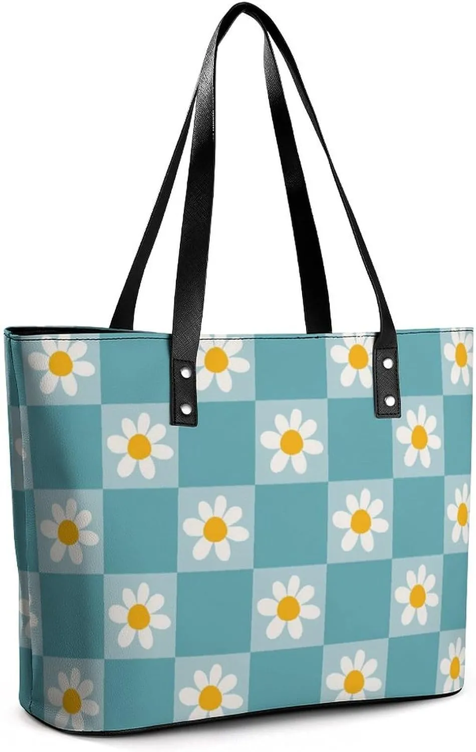 Chamomile Flower Blue Hobo Handbags With Zipper Large Capacity Satchel Tote Bag Shoulder Bag